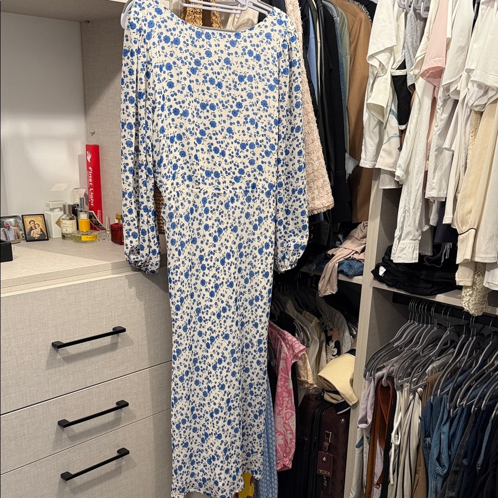 Floral Blue and White Dress